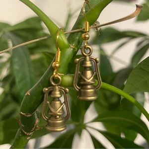 Happy Camper earrings- metal charms and brass hooks